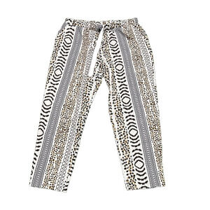 JOSIE NATORI Lounge Pull On Boho Patterned DRAWSTRING PANTS SIZE L